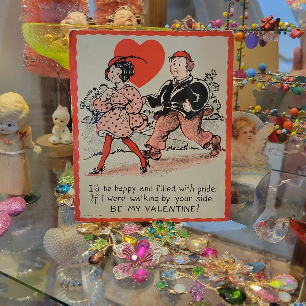 Vintage Valentine ~ 1940s? ~ Fancy Lady ~ Heart ~ Ephemera ~ FINAL PRICE